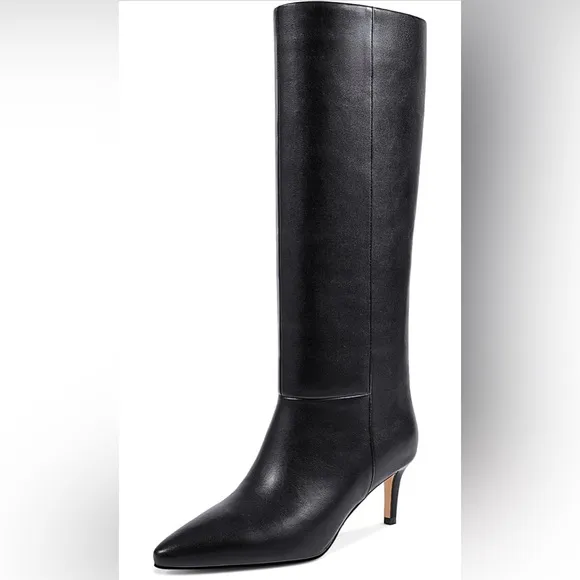 😍wetkiss Knee High Boots with Kitten Heel and Pointed Toe Design Classic …