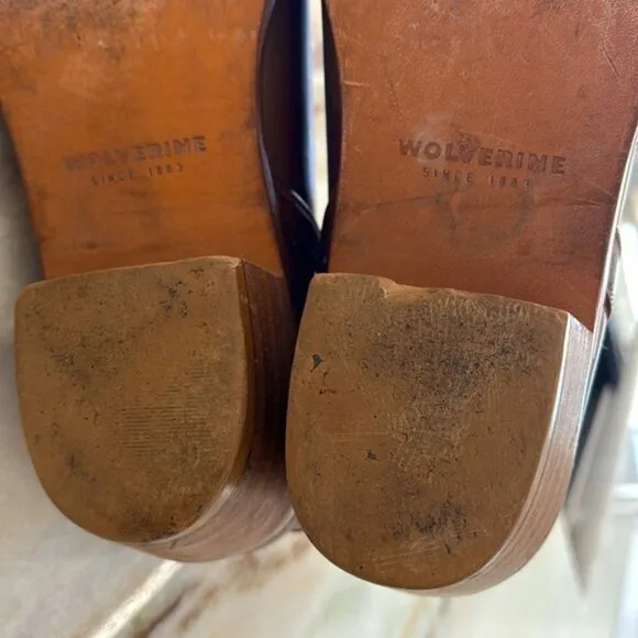 Wolverine (10) Delaney Cognac Brown Leather Stacked Heel Slit Shaft Ankle Boot
