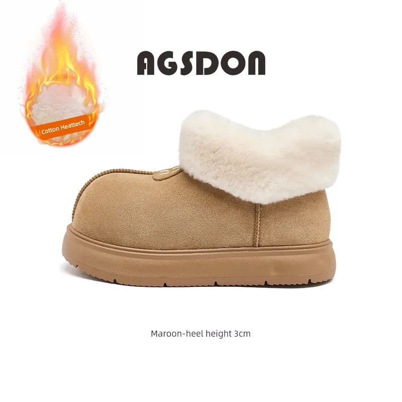 Women's Big-Toe Snow Boots Winter 2024 New Arrival Fleece-lined Thickening Thermal Cotton Shoes Ankle Boots Thick Sole Ugly and Cute Outdoor Explosion