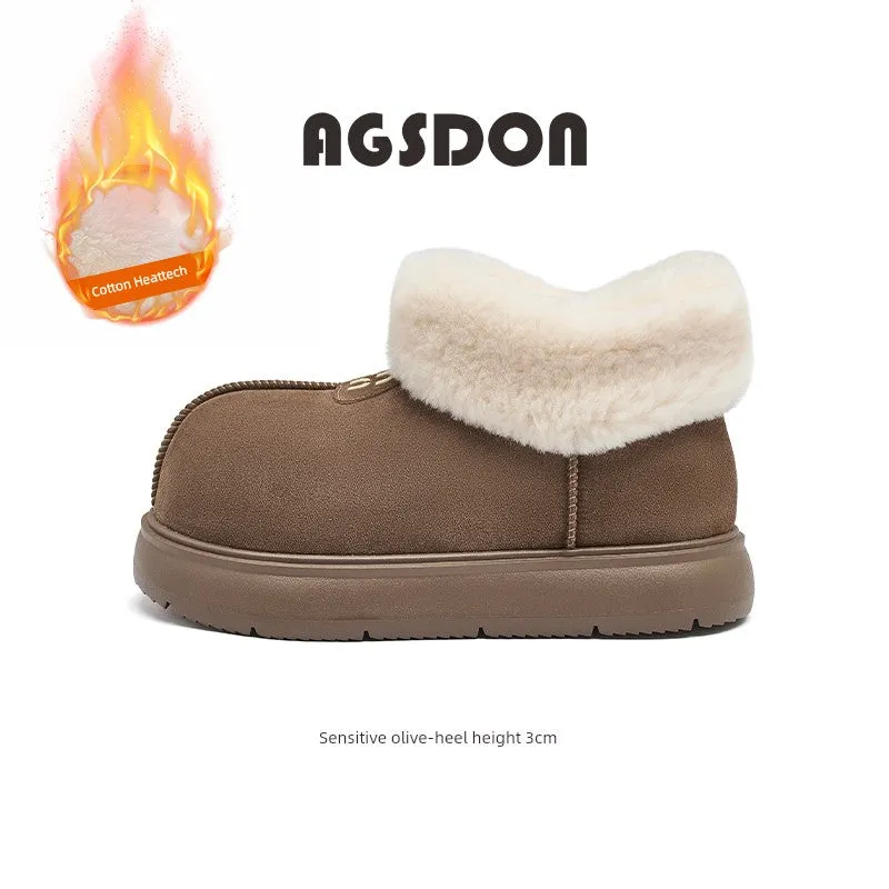 Women's Big-Toe Snow Boots Winter 2024 New Arrival Fleece-lined Thickening Thermal Cotton Shoes Ankle Boots Thick Sole Ugly and Cute Outdoor Explosion