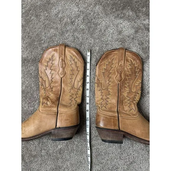 Womens‎ Boots Ladies Old West Brown Leather Snip Toe Western Cowgirl Size: 7.5