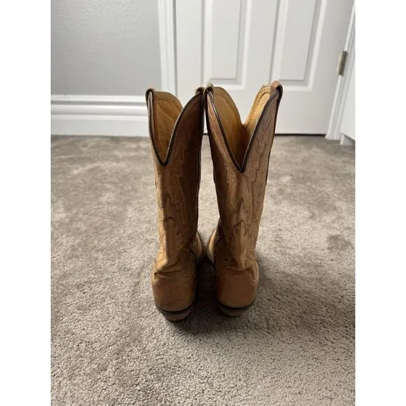 Womens‎ Boots Ladies Old West Brown Leather Snip Toe Western Cowgirl Size: 7.5