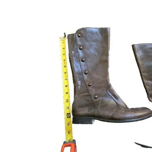 Womens Born Boots Brown Knee High Riding Leather Full Zip D83623 Size 7.5M Clean