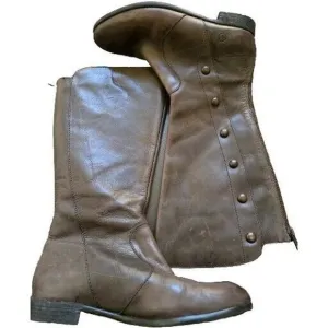 Womens Born Boots Brown Knee High Riding Leather Full Zip D83623 Size 7.5M Clean