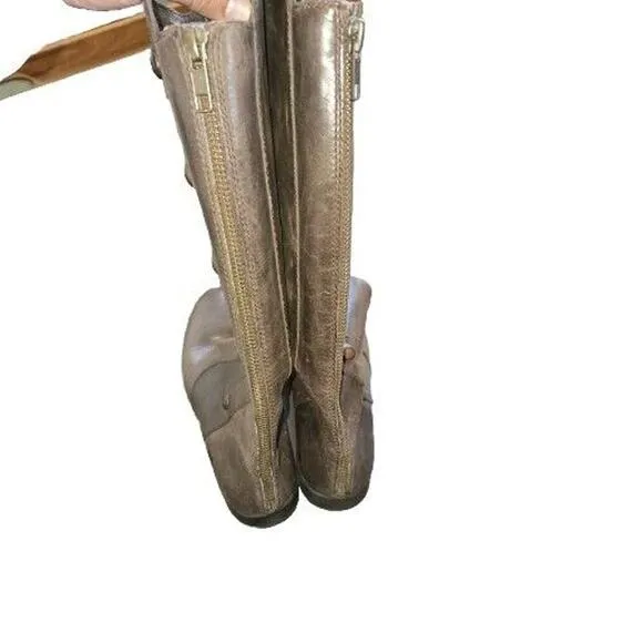 Womens Born Boots Brown Knee High Riding Leather Full Zip D83623 Size 7.5M Clean