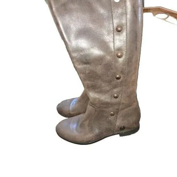 Womens Born Boots Brown Knee High Riding Leather Full Zip D83623 Size 7.5M Clean