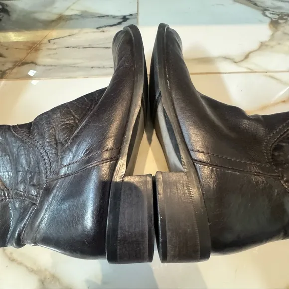 Women’s Brown Leather Side Zip Riding Boots Size 39