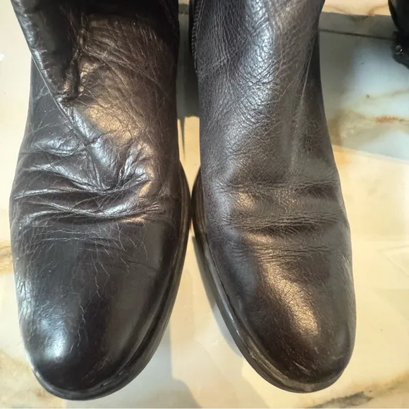 Women’s Brown Leather Side Zip Riding Boots Size 39