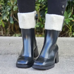 Women's Chunky Block Heel Ankle Boots Black Color