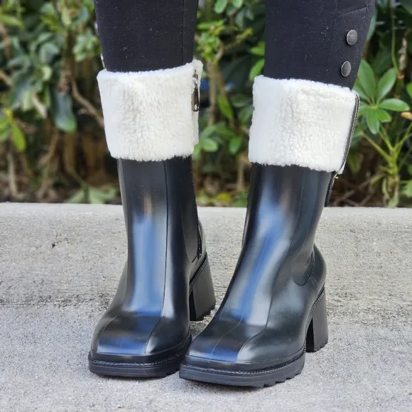 Women's Chunky Block Heel Ankle Boots Black Color