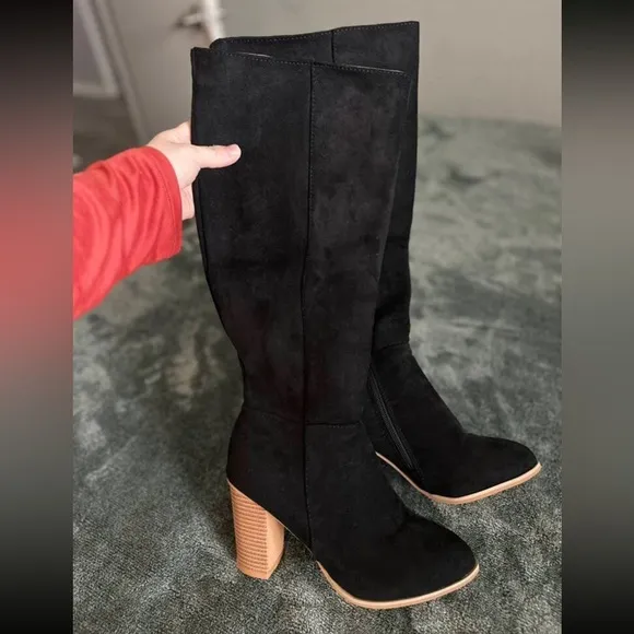 🍁Women's Chunky Heel Western Boots, Knee High, Side Zipper