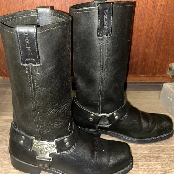 Women’s Harley Davidson Black Motorcycle Eagle Harness Boots Size 8.5M