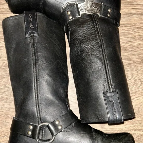 Women’s Harley Davidson Black Motorcycle Eagle Harness Boots Size 8.5M