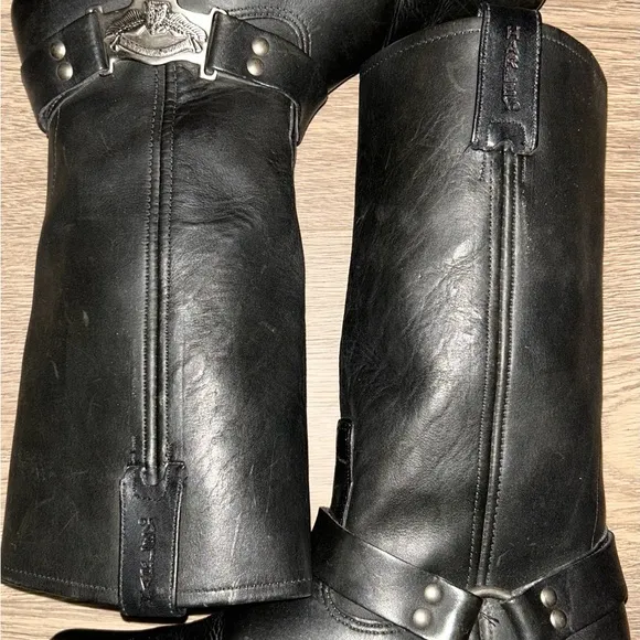 Women’s Harley Davidson Black Motorcycle Eagle Harness Boots Size 8.5M