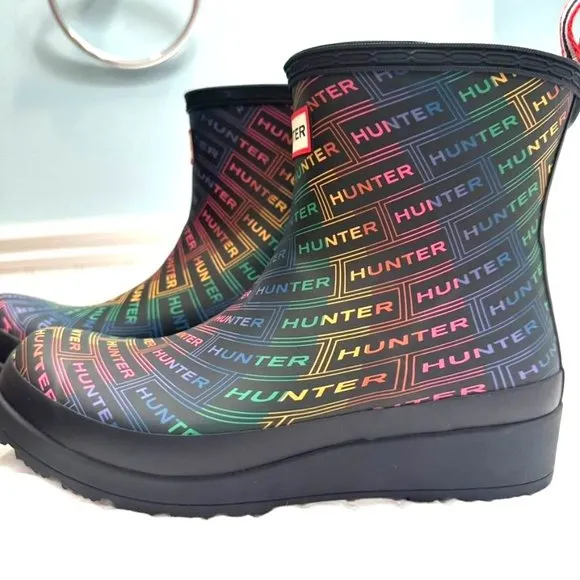 Womens Hunter Play Size 7 Logo Rain Boot Rainbow