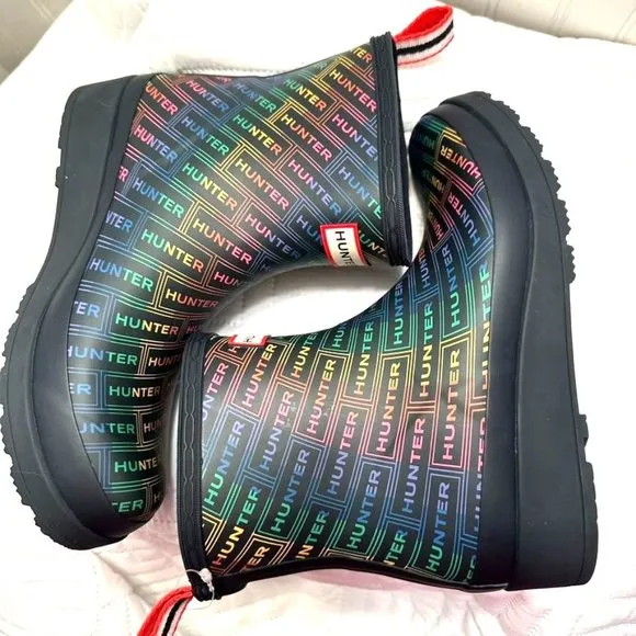 Womens Hunter Play Size 7 Logo Rain Boot Rainbow