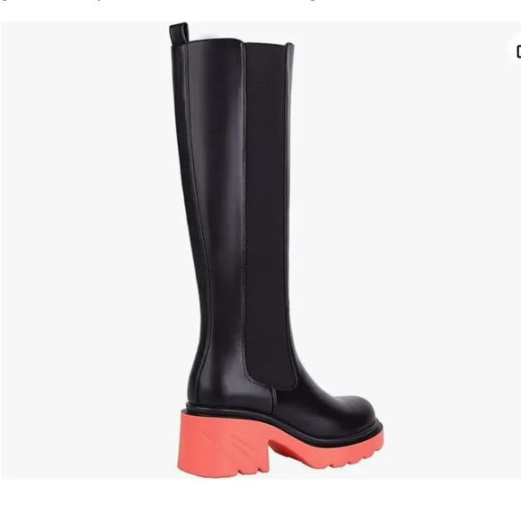 Women's Knee High Chunky Block Heel Elastic Lug Sole Boots