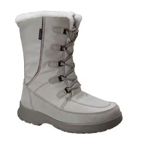 Womens Light Grey Snow Boots W/ Fleece Lining &amp; Insulated Soles By FreeShield Si