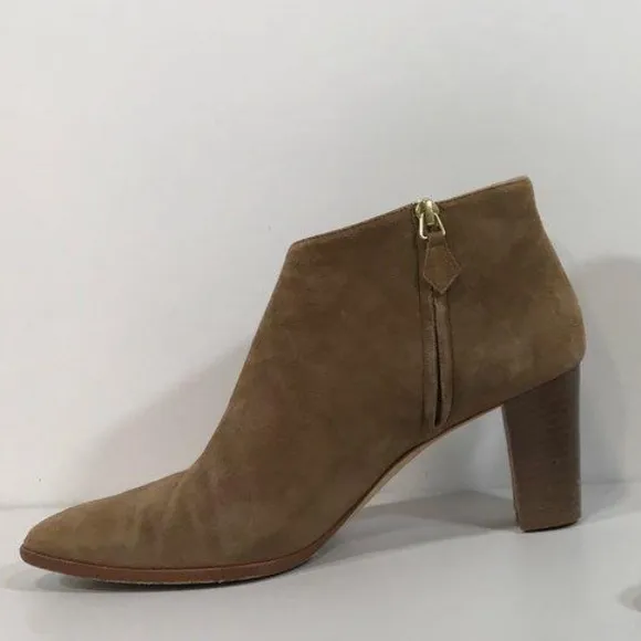 Women's Manolo Blahnik Tan Suede Ankle Boots Size 39.5