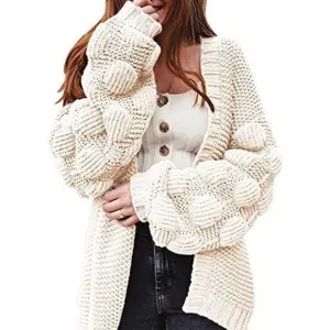 𝅺WOMENS Oversized Knit Cardigan Outwear A-beige