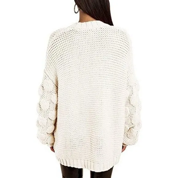 𝅺WOMENS Oversized Knit Cardigan Outwear A-beige