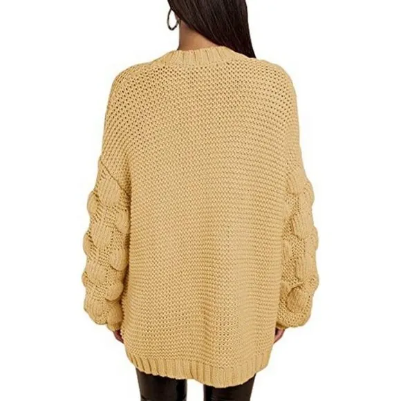 𝅺WOMENS Oversized Knit Cardigan Outwear Khaki
