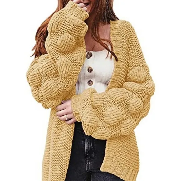 𝅺WOMENS Oversized Knit Cardigan Outwear Khaki