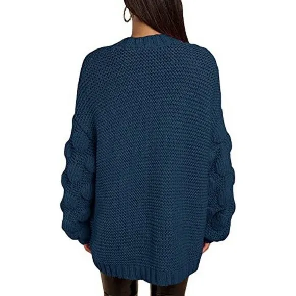 WOMENS Oversized Knit Cardigan Outwear Navy Blue