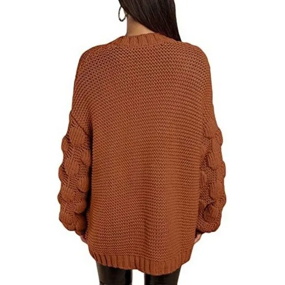 WOMENS Oversized Knit Cardigan Outwear Picture Color