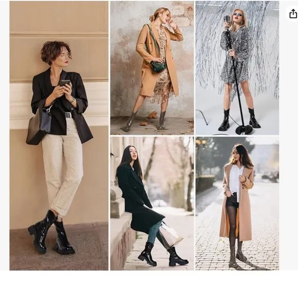 Women's Platform Chelsea Ankle Goth Punk Grunge Vinyl Chunky Heel Boots Booties