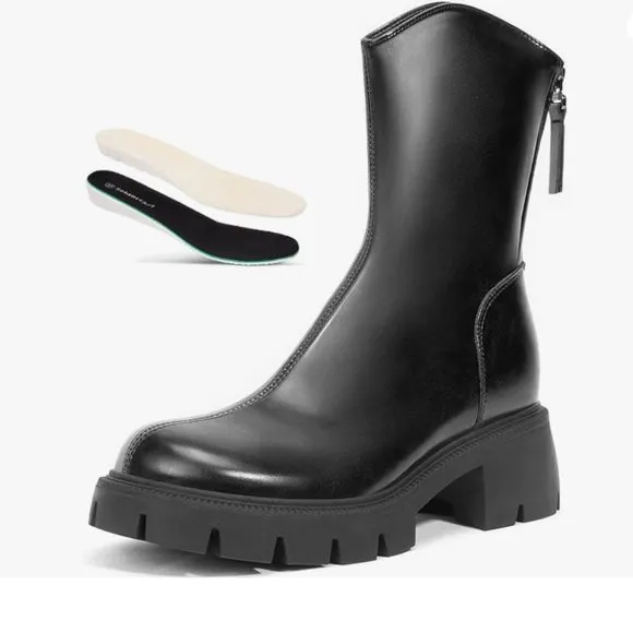 Women's Platform Chelsea Ankle Goth Punk Grunge Vinyl Chunky Heel Boots Booties