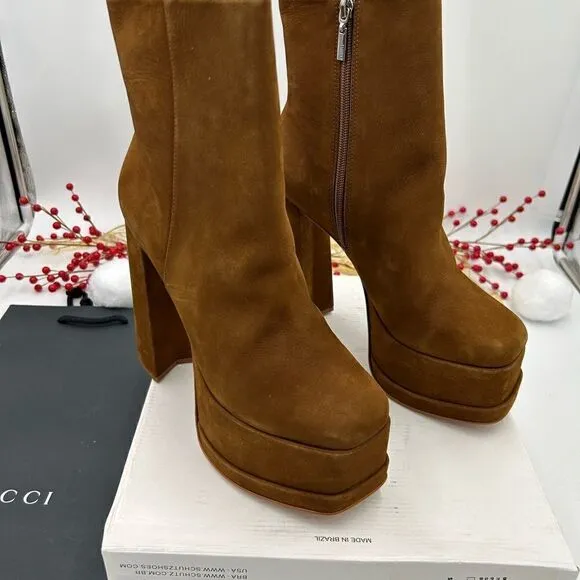 Women’s Schutz suede platform ankle boots, size 9 made in Brazil