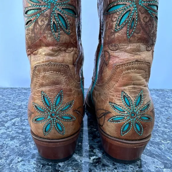 Women’s Shyanne Daisy Mae Western Leather Embroidered Cowgirl Boots Size 6 B