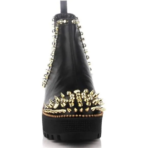 Women's Spiky Pull On Combat Boots