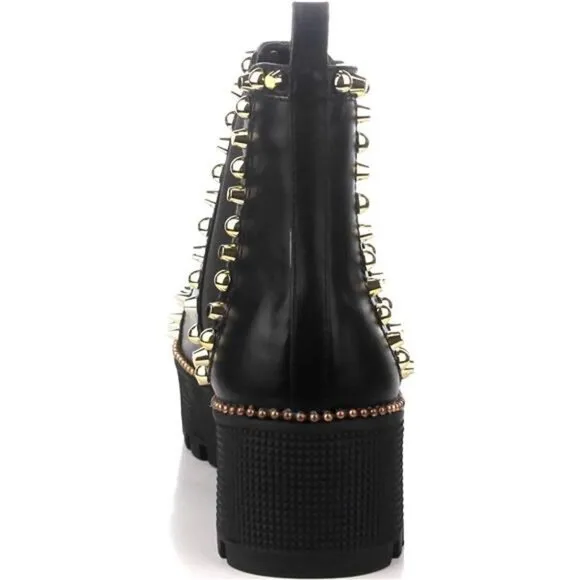 Women's Spiky Pull On Combat Boots