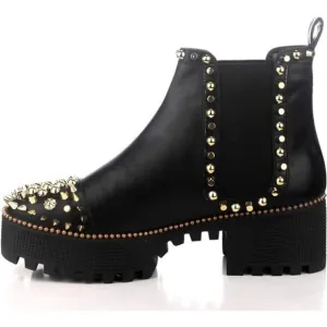 Women's Spiky Pull On Combat Boots