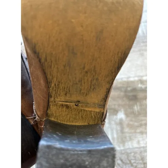 Women's STEVE MADDEN Graanie Tan Leather Combat Chunky Heel Cap toe Boots 8M