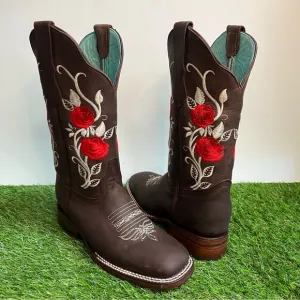 WOMEN'S WESTERN RODEO COWGIRL BOOTS GENUINE LEATHER LADIES BOTA VAQUERA CAFÉ