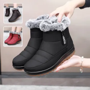 Women's Winter Boots with Side Zipper - Warm Faux Fur Ankle Boots, Ideal for Snow