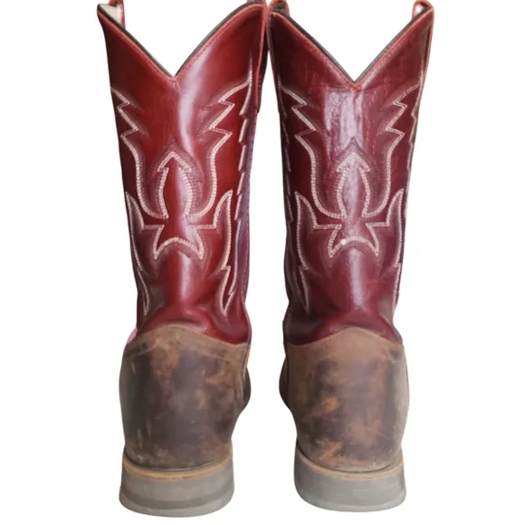Youth Old West BSY 1889 6.0-D Cowboy Boot Red Leather Upper Unisex.