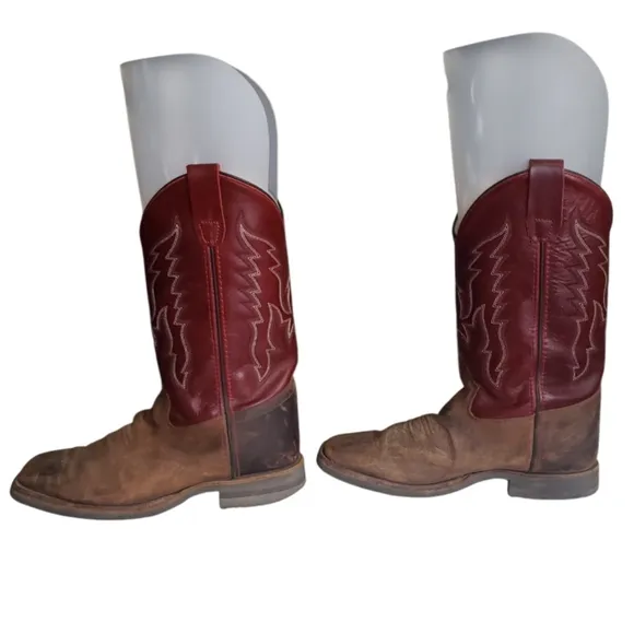 Youth Old West BSY 1889 6.0-D Cowboy Boot Red Leather Upper Unisex.