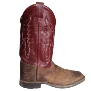 Youth Old West BSY 1889 6.0-D Cowboy Boot Red Leather Upper Unisex.