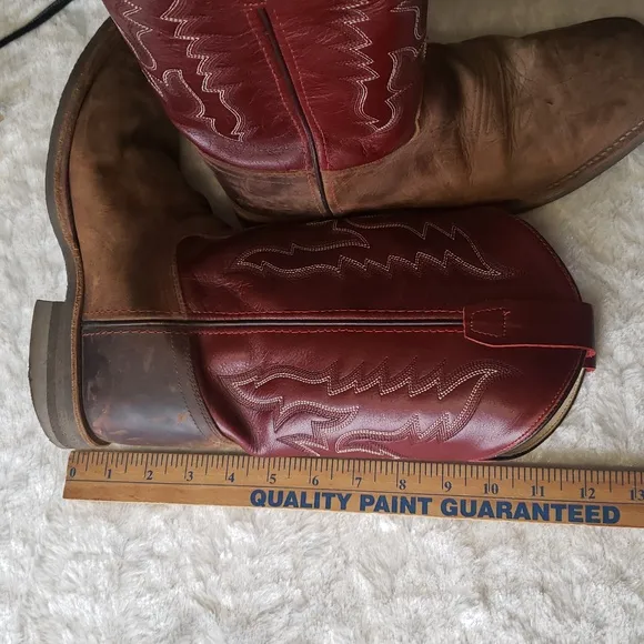 Youth Old West BSY 1889 6.0-D Cowboy Boot Red Leather Upper Unisex.
