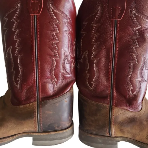 Youth Old West BSY 1889 6.0-D Cowboy Boot Red Leather Upper Unisex.