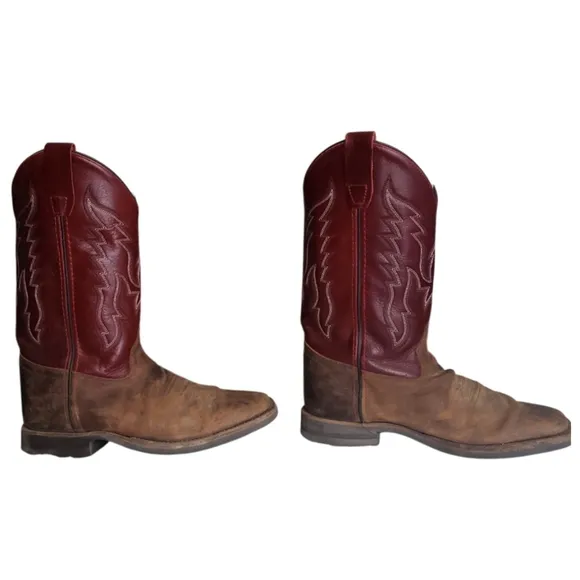 Youth Old West BSY 1889 6.0-D Cowboy Boot Red Leather Upper Unisex.