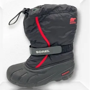 Youth Sorel Flurry Snow Winter Boot Sz US  5 EUR 37 BLACK RED $70 MSRP