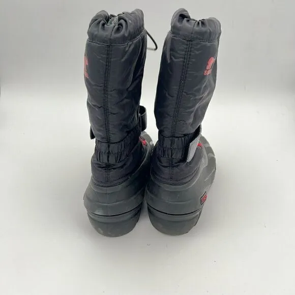 Youth Sorel Flurry Snow Winter Boot Sz US  5 EUR 37 BLACK RED $70 MSRP