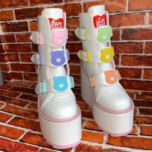 Y.R.U. White Care Bears Dune Lo Platform Boots NIB SOLDOUT White Pink SZ 7