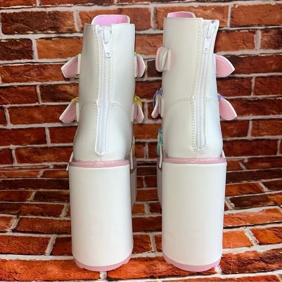 Y.R.U. White Care Bears Dune Lo Platform Boots NIB SOLDOUT White Pink SZ 7