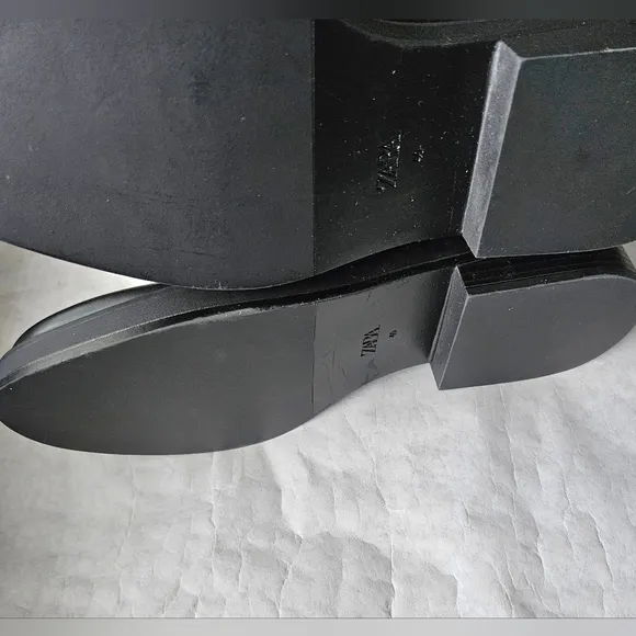 Zara black riding boots buckle strap full width NWT